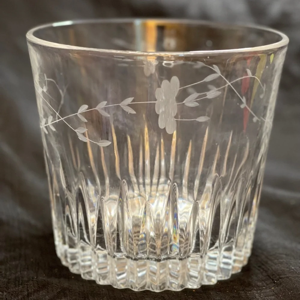 VINTAGE PRINCESS HOUSE Heritage Crystal floral edged Ice Bucket, like new